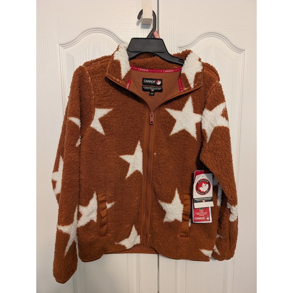CANADA WEATHER GEAR WOMENS SHERPA "STARS" FULL ZIP SWEATER JACKET NWT Medium